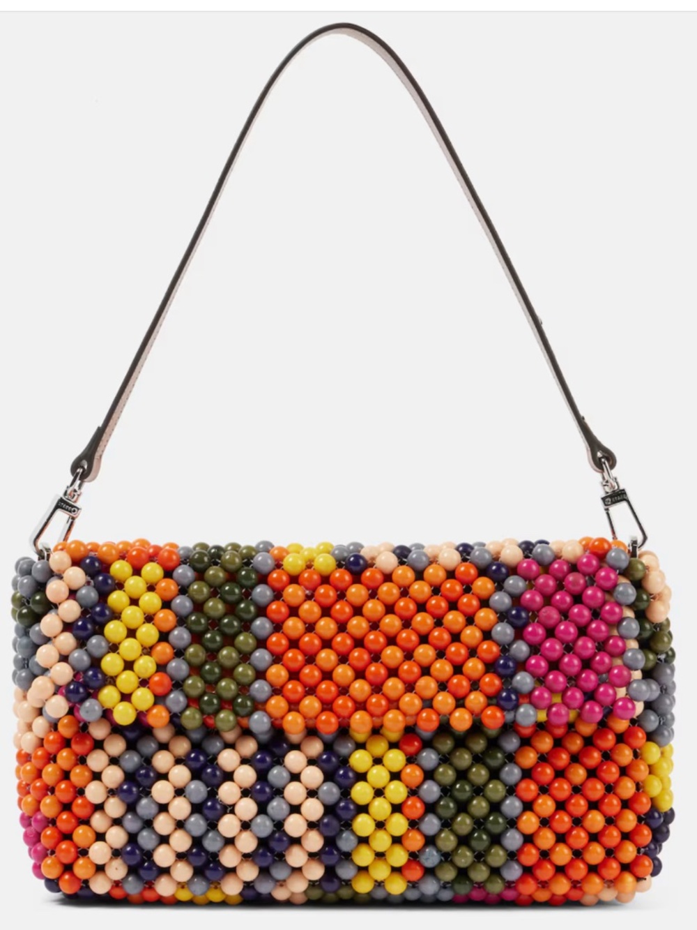 STAUD Tommy Beaded Shoulder Bag – Multicolour Abstract – Like New